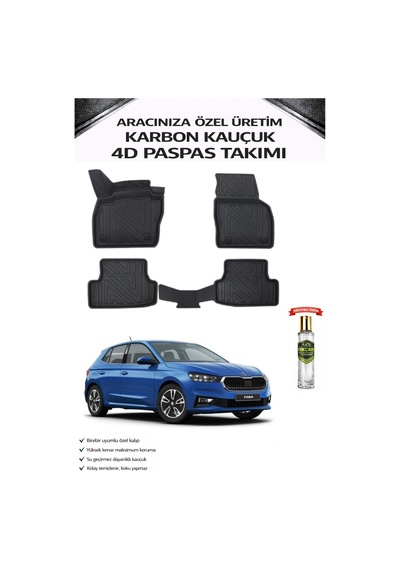 Skoda Fabia 2022 Model Aracınıza Özel Karbon Kauçuk Paspas Takımı