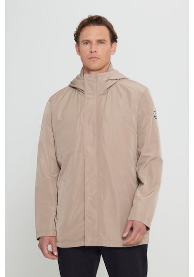 AC&Co / Altınyıldız Classics Erkek Vızon Standart Fit Normal Kesim Kapüşonlu Dik Yaka Trençkot Vizon