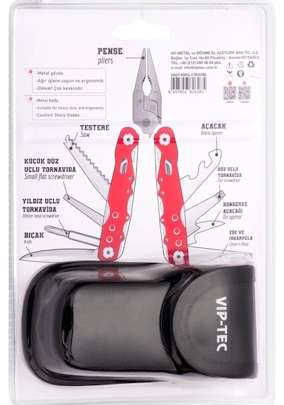 Vıp-tec Vt875190 9 Parça Multifonksiyonel Kamp Çakı Kırmızı