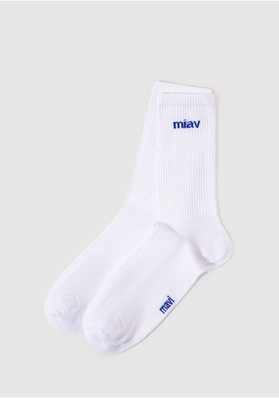 Mavi - Miav Baskılı Beyaz Soket Çorap 0911440-620 Beyaz