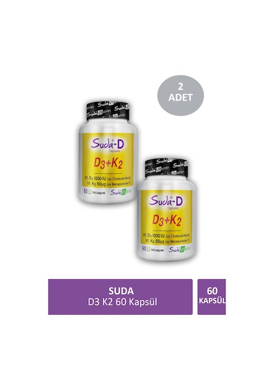 Suda Vitamin D3 K2 2 x 60 Kapsül