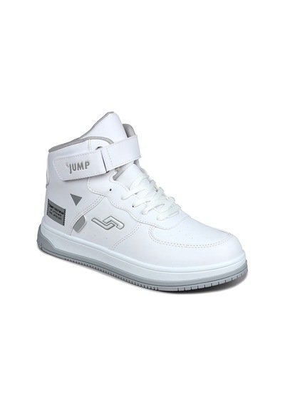 Jump 27835 Cırtlı Yüksek Bilekli Beyaz Genç Sneaker Günlük Spor Ayakkabı