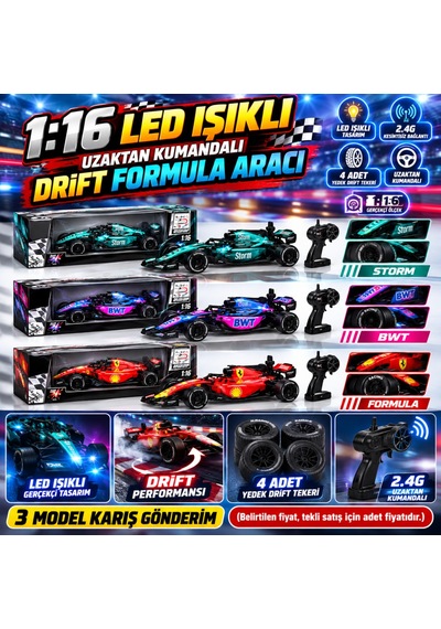 Arkhenx L2501-3 1 16 Led Işıklı 4 Adet Yedek Drift Tekerli 3 Model Karış Formula Aracı Adet Fiyatıdır. Bzs1 Çok Renkli