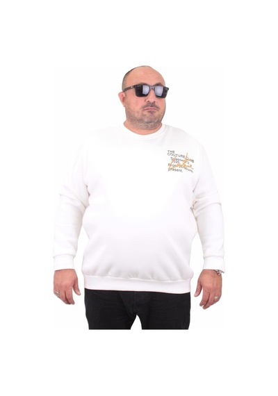 Moc Grande Mocgrande Erkek Büyük Beden Sıfır Yaka Sweat Conture Club 23203 Ekru