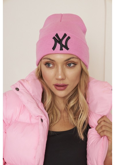 Eke Tekstil Pembe Unısex Ny Nakış Detaylı Yumuşak Dokulu Triko Bere Pembe