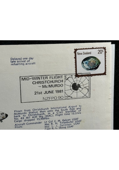 1981 Yeni Zelanda Operation Deep Freeze Cover Sgd Commander İlk Gün Zarfı Fdc Islak İmzalı  Teşhir Ürün