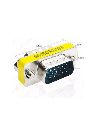 VGA Erkek-Erkek Mini Cinsiyet Değiştirici Adaptörü 15 Pin VGA M/M