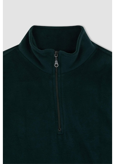 DeFacto Yeşil Tüylenme Yapmayan Soğuk Geçirmez Regular Fit Dik Yaka Fermuarlı Polar Sweatshirt Y3996AZNSGN245
