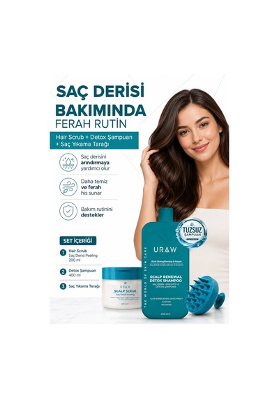 Hair Scrub Saç Derisi Peeling Seti Scrub + Detox Şampuan + Tarak Tüm Saçlar
