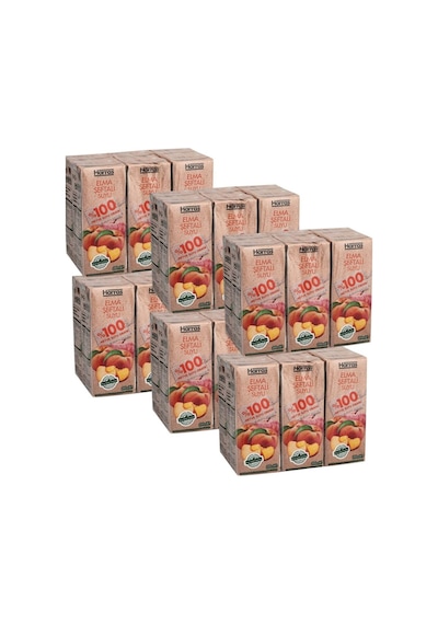 Elma Şeftali Suyu %100 Meyve Suyu Oranı Şeker Ilavesiz 36 Adet X 200 Ml