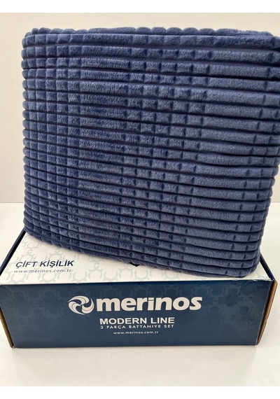 Merinos Modern Line 3 Parça Yatak Örtüsü Lacivert
