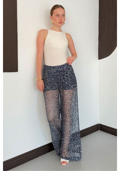 Verymoda Pullu File Pantolon D3134 Lacivert