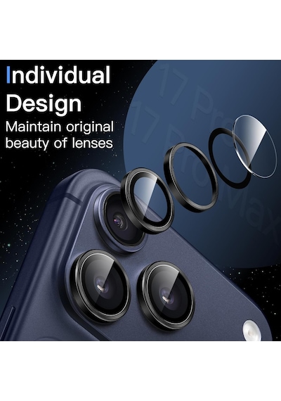 Enfein İphone 17 İle Uyumlu Cmcov Kamera Lens Koruyucu Kolay Tak Çıkar Ergonomik İnce Tasarım Kırılma Ve Çizilme Önleyici Siyah
