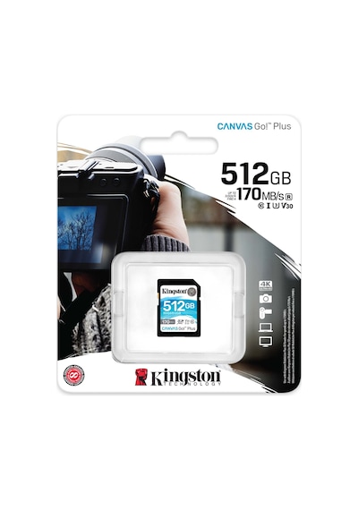 Kıngston Canvas Go Plus SDG3/512 GB 512 GB SD 170R Hafıza Kartı