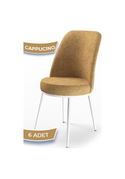 Canisa Concept Dexa Serisi Cappucino Renk 6 Adet Sandalye, Renk Cappucino, Ayaklar Beyaz Cappuccino