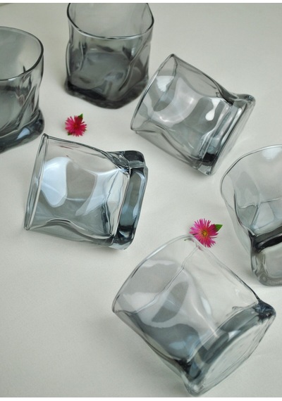 6 Adet Hologramlı Viski Kokteyl Bardağı Kadehi Pinterest Meşrubat Bardak 6'lı 280 Ml Siyah Gri