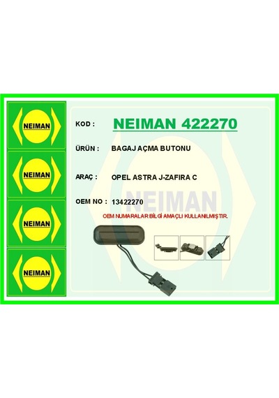 Bescher Bagaj Açma Butonu Düğme-swici Opel Astra J 10 15-zafıra C 10 18 Neıman 422270 13422270 13359895 1241459