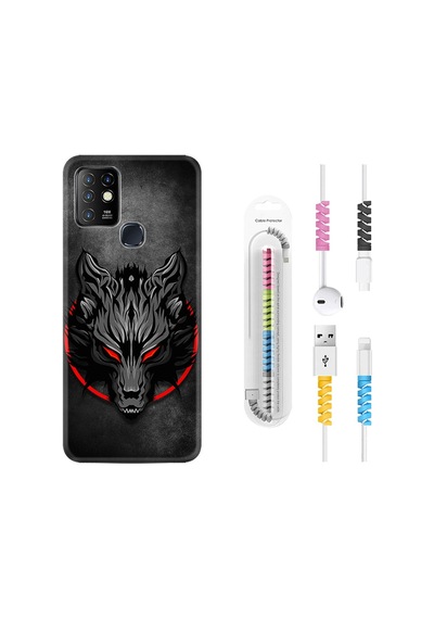 Infinix Hot 8 Kılıf Kablo Koruyuculu Dark Wolf 1813
