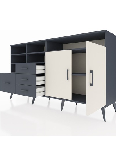 Hyperion Konsol 7 Raflı 4 Çekmeceli 2 Kapaklı 176x44x99 Antrasit- Antrasit-aytaşı/antrasit Hyperion Konsol 7 Raflı 4 Çekmeceli 2 Kapaklı 176x44x99 Antrasit- Antrasit-aytaşı/antrasit