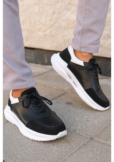 Mubiano Hakiki Deri Mbkry028-s Erkek Siyah Sneaker & Spor Ayakkabı Siyah