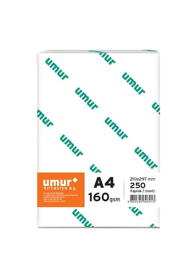 Umur A4 Gramajlı Fotokopi Kağıdı 160 G 1 Paket 250 Yaprak