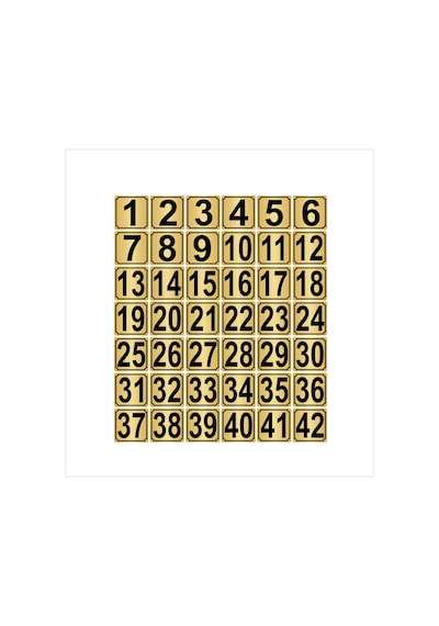Metal Kapı,masa,dolap Numarası 5cmx5cm 42 Adet (1…42) Altın Renk Metal