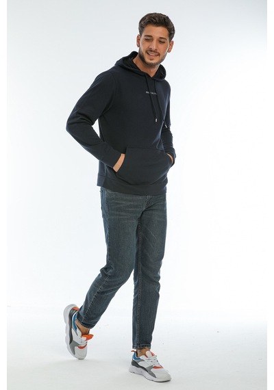 Süperlife Erkek Kapşonlu Regular Fit Brooklyn Baskılı İnce Sweatshirt Spr22sw161 Lacivert