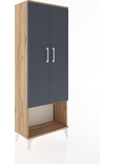 Arges Dolap Tek Raflı 2 Kapaklı Tek Askılı 60x30x163 Çam-antr... Çam