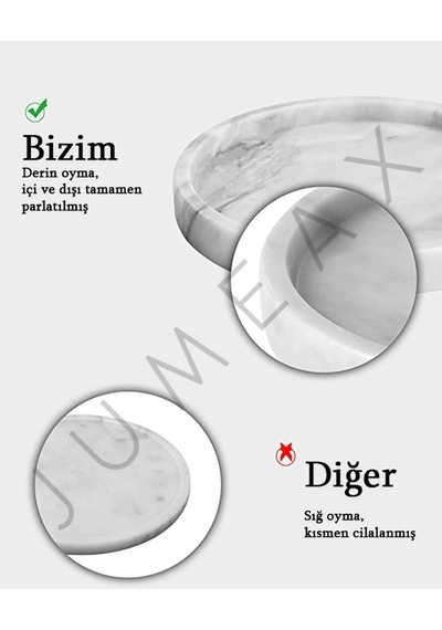 Jumeax Lormont Mermer Beyaz Büyük Yuvarlak Tepsi