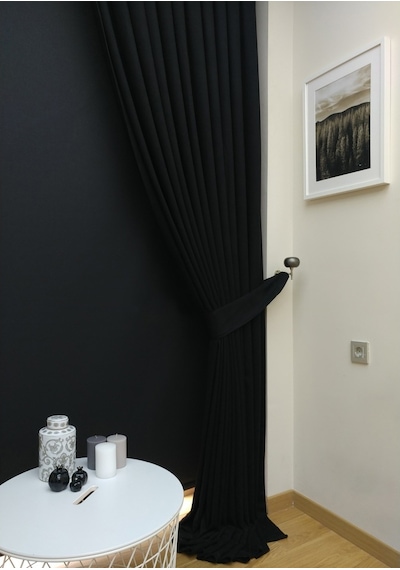Taç Soft Siyah Fon Perde (481097295) Siyah