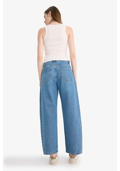 Defacto Barrel Fit Yüksek Bel Bilek Boy Jean Yıkamalı Pantolon F7652ax25aunm28 Mavi