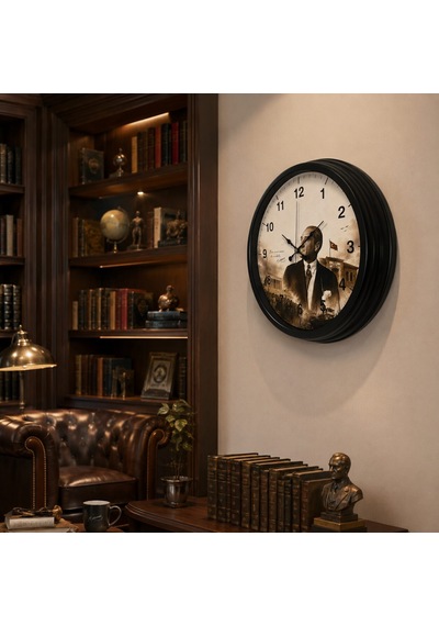 Cumhuriyet Mirası Siyah 40 X 40 Cm Metal Duvar Saati