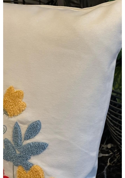 Diyar Lüx Nakışlı Keten Kırlent Kılıfı 45x45 Cm Çok Renkli