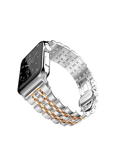 Uyumlu 7 8 9 41mm Şeritli Metal Kordon 14 - Gümüş