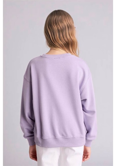 Defacto Relax Fıt Bisiklet Yaka Baskılı Sweatshirt Kız Çocuk E6782a826sppr308 Mor-pr308