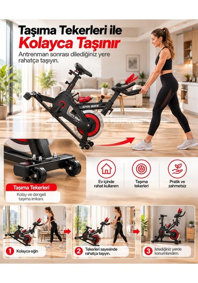 Vfit V-fit By Sb100 Pro Spin Bike Kondisyon Bisikleti Nabız Ölçerli, Direnci Ayarlanabilir Suluk Hediyeli