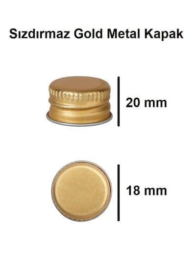 Rotanev 6 Adet Şeffaf Cam Shot Şişesi Sızdırmaz Gold Metal Kapaklı Hediyelik Koku Süs Çok Amaçlı Şişe 50 ML