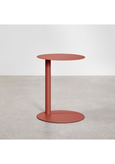 Paledin Design Magna Yan Sehpa Modern Yuvarlak Çelik Koltuk Yanı Sehpası Granit Grisi 40x40x50 Cm Terracota