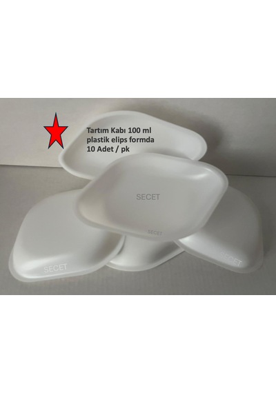 Tartım Kabı 100 Ml, Plastik Elips Formda - 10 Adet / Pk