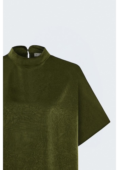 Sateen Yarasa Kol Bluz - Yeşil-137994