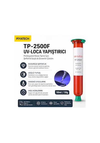 Tp-2500f Uv Loca Şeffaf Ekran Yapıştırıcı Solüsyon Telefon Tamir Jeli 50 Ml 50 Gr
