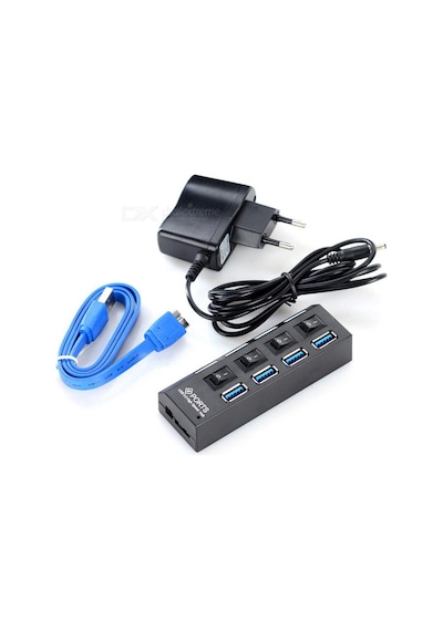 USB 3.0 Çoklayıcı Çoğaltıcı Hub 4 Port Adaptörlü On/Off Anahtarlı