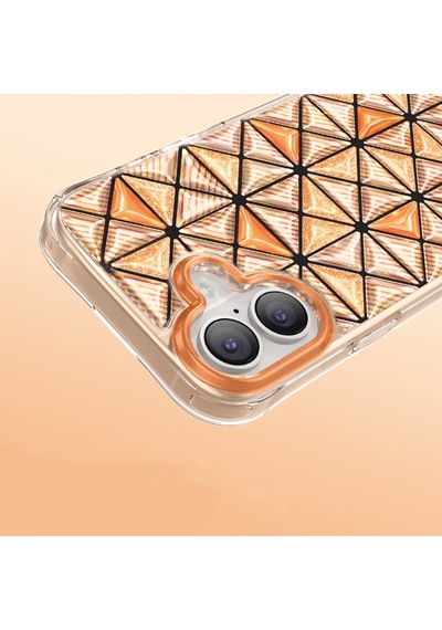 İphone 17 Uyumlu Kılıf 3d Buz Blok Desenli Zore Paris Kairo Tpu Kapak Turuncu