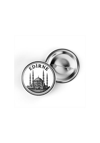 5 Adet İğneli Çanta Rozeti - Selimiye Camii - Edirne - 44 MM Çok Renkli