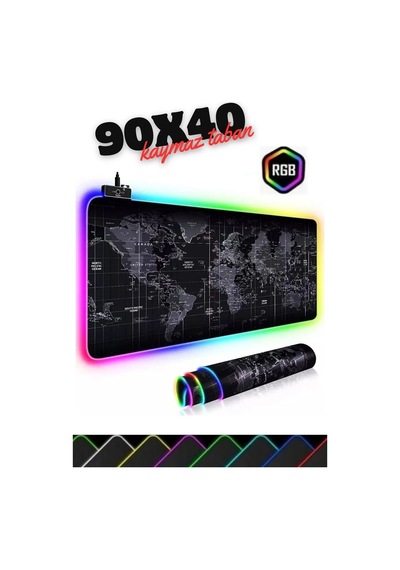Miaxtreme 90x40 Rgb Dünya Desenli Mouse Pad Led Işıklı Su Geçirmez Dünya Desen Gaming Mousepad 90x40