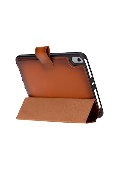 Bloomcase Trigon Tan Apple Uyumlu iPad  Mini 2024 Hakiki Deri Kılıf Tablet Kılıfı