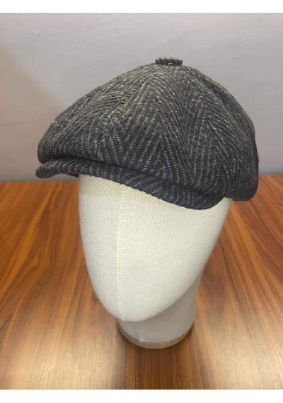 Hamze Peaky Blinders Vintage Model Balıksırtı Kışlık Kasket Şapka Siyah
