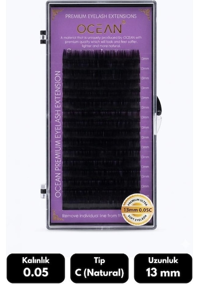 Ocean 0.05c Natural Kıvrım 13 Mm Soft Eyelash Doğal İpek Kirpik 16'lı