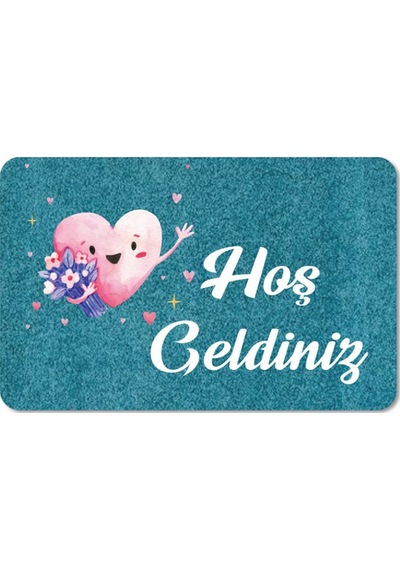Dijital Baskılı Hoş Geldiniz Yazılı Çiçek Desenli Kapı Önü Paspası İç Ve Dış İçin Yıkanabilir Kaymaz Füme