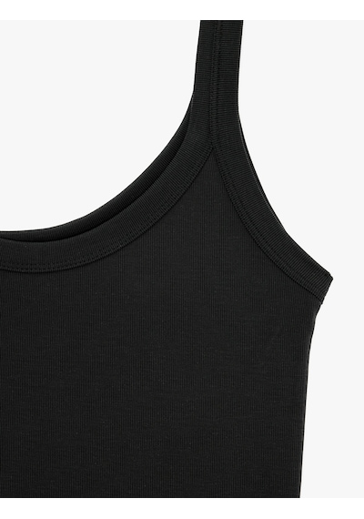 Koton Modal Kumaş Slim Fit U Yaka Askılı Top Siyah 6sak10035pk